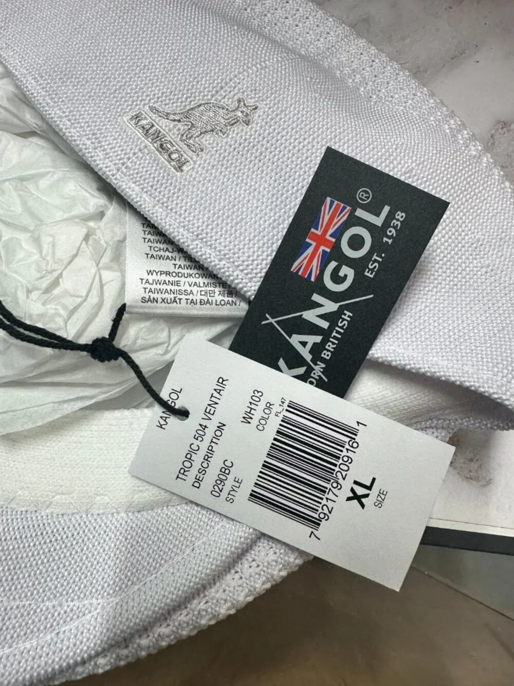 Kangol Hat Mens X-Large White Tropic 504 Ventair Hip Hop Rap 80s 90s Streetwear